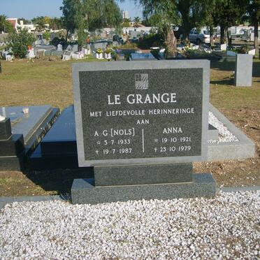 GRANGE A.G,. le 1933-1987 &amp; Anna 1921-1979