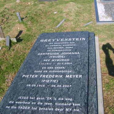 GREYVENSTEIN Pieter Frederik Meyer 1916-2007 &amp; Gertruida Johanna MYBURGH 1911-2004