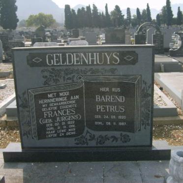 GELDENHUYS Barend Petrus 1920-1997 &amp; Frances JURGENS 1922-1991