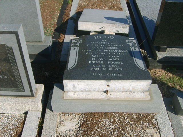 HUGO Pierre Fourie 1893-1975 &amp; Francina Petronella BOTHA 1899-1974