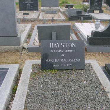 HAYSTON Martha Magdalena -1979
