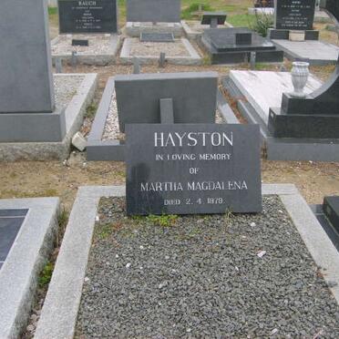 HAYSTON Martha Magdalena -1979