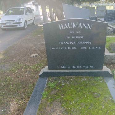 HAUMANN Francina Johanna nee ALANT 1886-1968