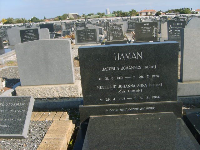 HAMAN Jacobus Johannes 1912-1974 &amp; Helletje Johanna Anna HUMAN 1903-1984