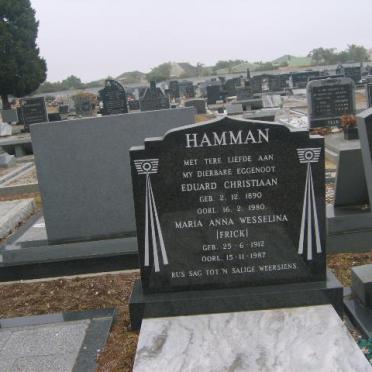 HAMMAN Eduard Christiaan 1890-1980 &amp; Maria Anna Wesselina FRICK 1912-1987