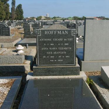 HOFFMAN Anthonie Eduard Du Toit 1901-1989 &amp; Ann Maria Elizabeth ARANGIES 1903-1993