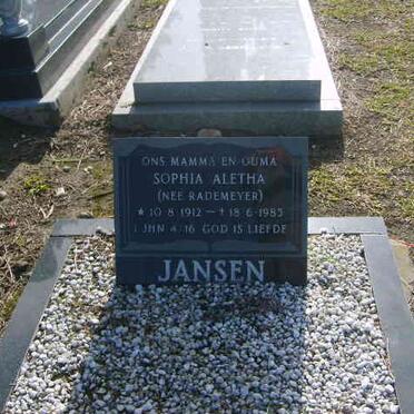 JANSEN Sophia Aletha nee RADEMEYER 1912-1985