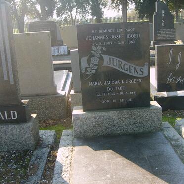 JURGENS Johannes Josef 1907-1967 &amp; Maria Jacoba DU TOIT 1913-1991