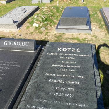 KOTZÉ Gabriël 1929-2007 &amp; Agatha Hilleghiena HOPMA 1922-2001