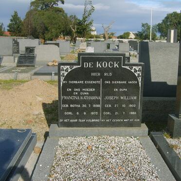 KOCK Joseph William, de 1902-1980 &amp; Francina  Katharina  BOTHA  1898-1973
