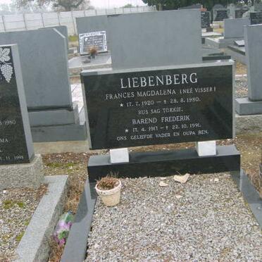 LIEBENBERG Barend Frederik 1917-1991 &amp; Frances Magdalena VISSER 1920-1980