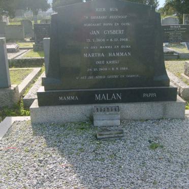 MALAN Jan Gysbert 1906-1968 &amp; Martha Hamman KRIEL 1908-1984