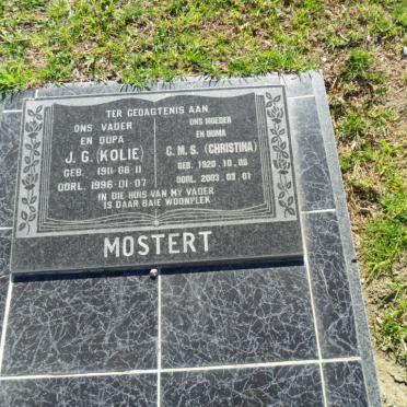 MOSTERT J.G. 1911-1996 &amp; C.M.S. 1920-2003