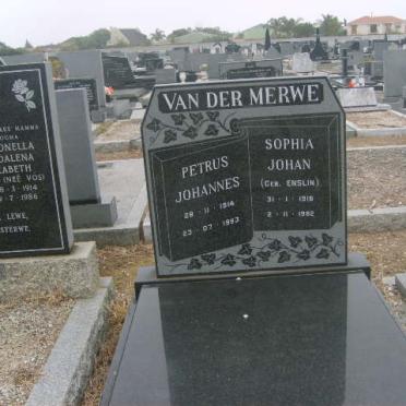 MERWE Petrus Johannes, van der 1914-1983 &amp; Sophia Johan ENSLIN 1916-1982