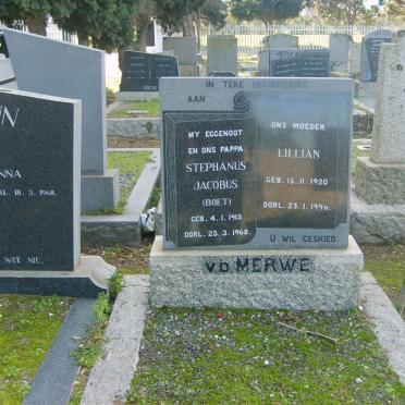 MERWE Stephanus Jacobus, v.d. 1915-1968 &amp; Lilian 1920-1996