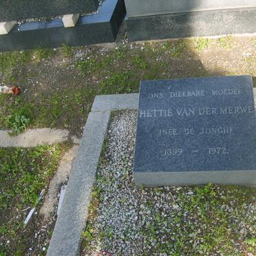 MERWE Hettie, van der nee DE JONGH 1899-1972