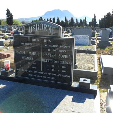 OSBORNE Daniël Marais 1917-1996 &amp; Hester Sophia SARDYN 1918-1992