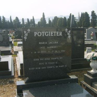 POTGIETER Maria Jacoba nee HAMMAN 1900-1990