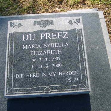 PREEZ Maria Sybellla Elizabeth, du 1907-2000
