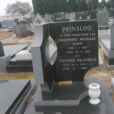 PRINSLOO Marthinus Nicolaas 1927-1983 &amp; Phoebe Beatrice 1930-2002