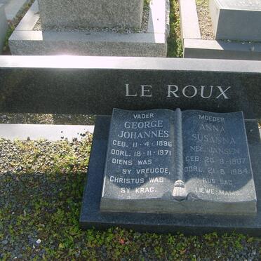 ROUX George  Johannes, le 1896-1971 &amp; Anna Susanna  JANSEN 1897-1984
