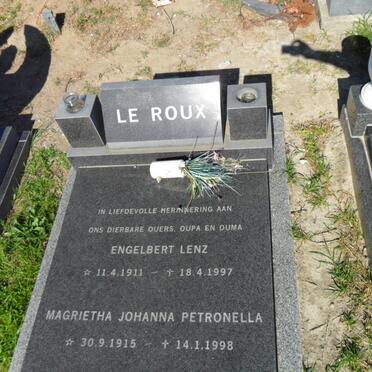 ROUX Engelbert Lenz, le 1911-1997 &amp; Magrietha Johanna Petronella 1915-1998