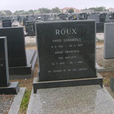 ROUX David Gerhardus 1901-1979 &amp; Anna Francina BARTLETT 1895-1989