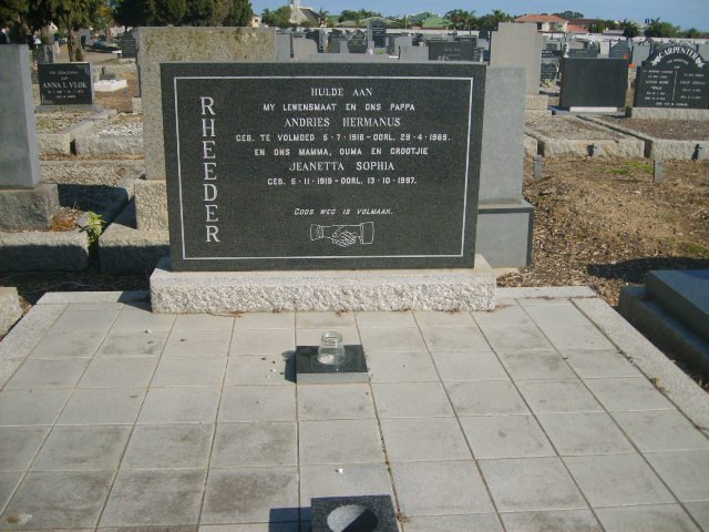 RHEEDER Andries Hermanus 1918-1969 &amp; Jeanetta Sophia 1919-1997