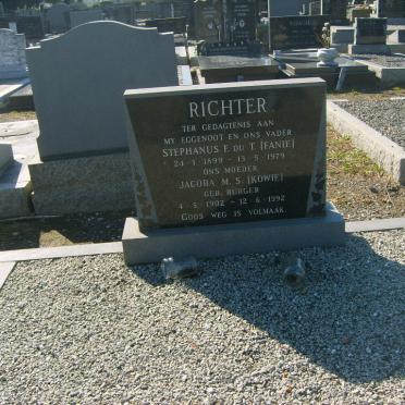 RICHTER Stephanus F.Du T. 1899-1979 &amp; Jacoba M.S. BURGER 1902-1992