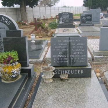 SCHREUDER Johannes D. 1912-1981 &amp; Susanna Aletta ROSSOUW 1915-1982