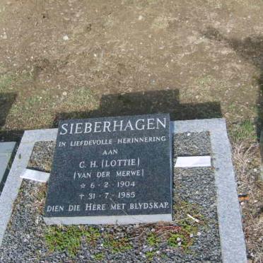 SIEBERHAGEN C.H. nee VAN DER MERWE 1904-1985