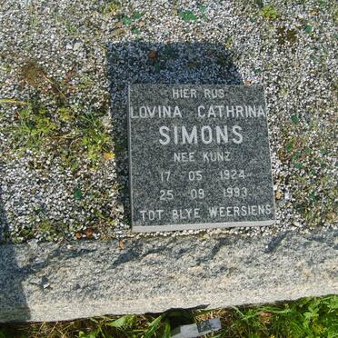 SIMONS Lovina Cathrina nee KUNZ 1924-1993