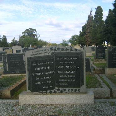 SPIES Christoffel Frederick Jacobus 1895-1984 &amp; Magdalena Sophia STANDER 1900-1963