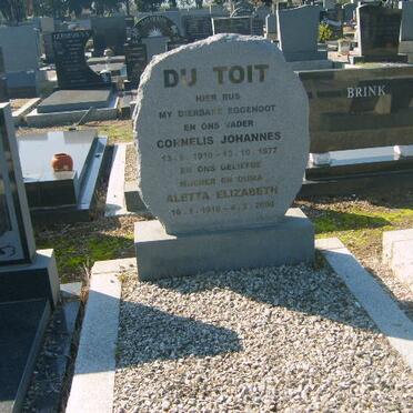 TOIT Cornelis Johannes, du 1910-1977 &amp; Aletta Elizabeth 1918-2000