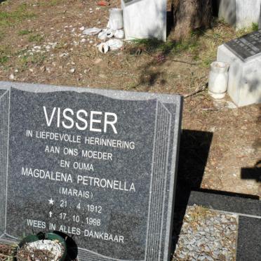 VISSER Magdalena Petronella nee MARAIS 1912-1998