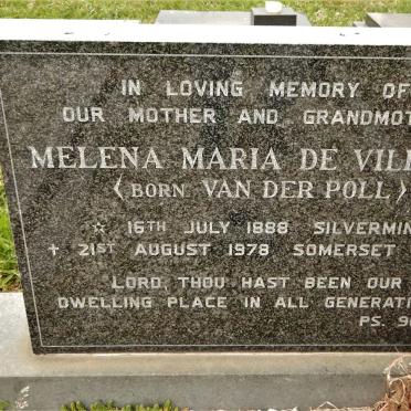 VILLIERS Melena Maria, de nee VAN DER POLL 1888-1978
