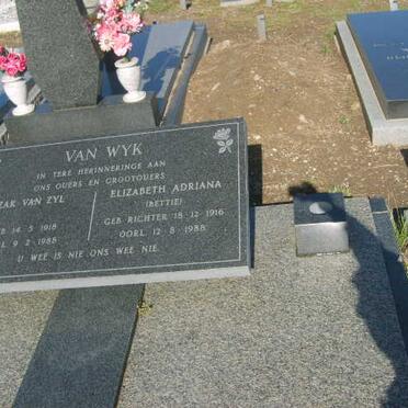 WYK Izak Van Zyl, van 1918-1988 &amp; Elizabeth Adriana RICHTER 1916-1988