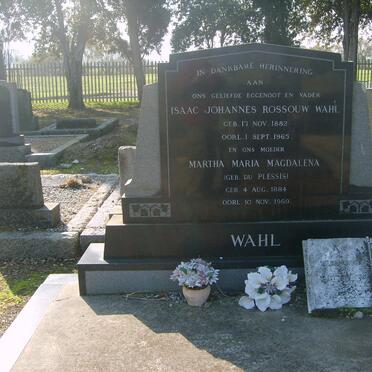 WAHL Isaac Johannes Rossouw 1882-1965 &amp; Martha Maria Magdalena DU PLESSIS 1884-1969