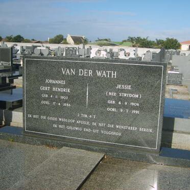 WATH Johannes Gert Hendrik, van der 1903-1986 &amp; Jessie STRYDOM 1906-1991