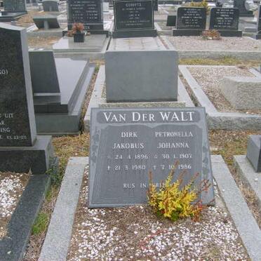 WALT Dirk Jacobus, van der 1896-1980 &amp; Petronella Johanna 1907-1986