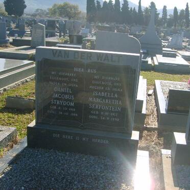 WALT Daniel Jacobus Strydom, van der 1918-1988 &amp; Isabella Margaretha SERFONTEIN 1917-1990