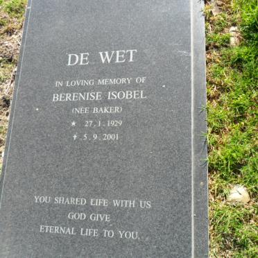 WET Berenise Isobel, de nee BAKER 1929-2001