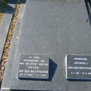 WESTHUIZEN Jacobus J., van der 1935-2009 &amp; Petro 1938-1995