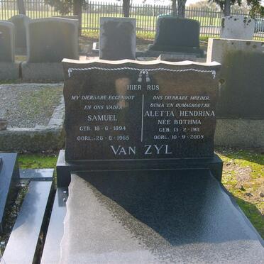 ZYL Samuel, van 1894-1965 &amp; Aletta Hendrina BOTHMA 1911-2005