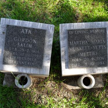 ATA Gordon Salim 1914-1994 :: MUSKETT-YETTS Martha Maria 1936-1994