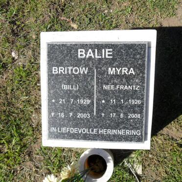 BALIE Britow 1929-2003 &amp; Myra FRANTZ 1926-2008