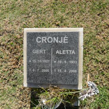 CRONJÉ Gert 1927-2005 &amp; Aletta 1933-2008