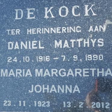 KOCK Daniel Matthys, de 1916-1990 &amp; Maria Margaretha Johanna 1923-2012