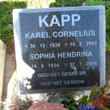KAPP Karel Cornelius 1930-2003 &amp; Sophia Hendrina 1934-2004