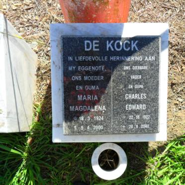 KOCK Charles Edward, de 1922-2002 &amp; Maria Magdalena 1924-2000